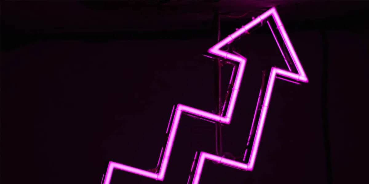 Arrow pointing up to signify increases in financial stocks or rates